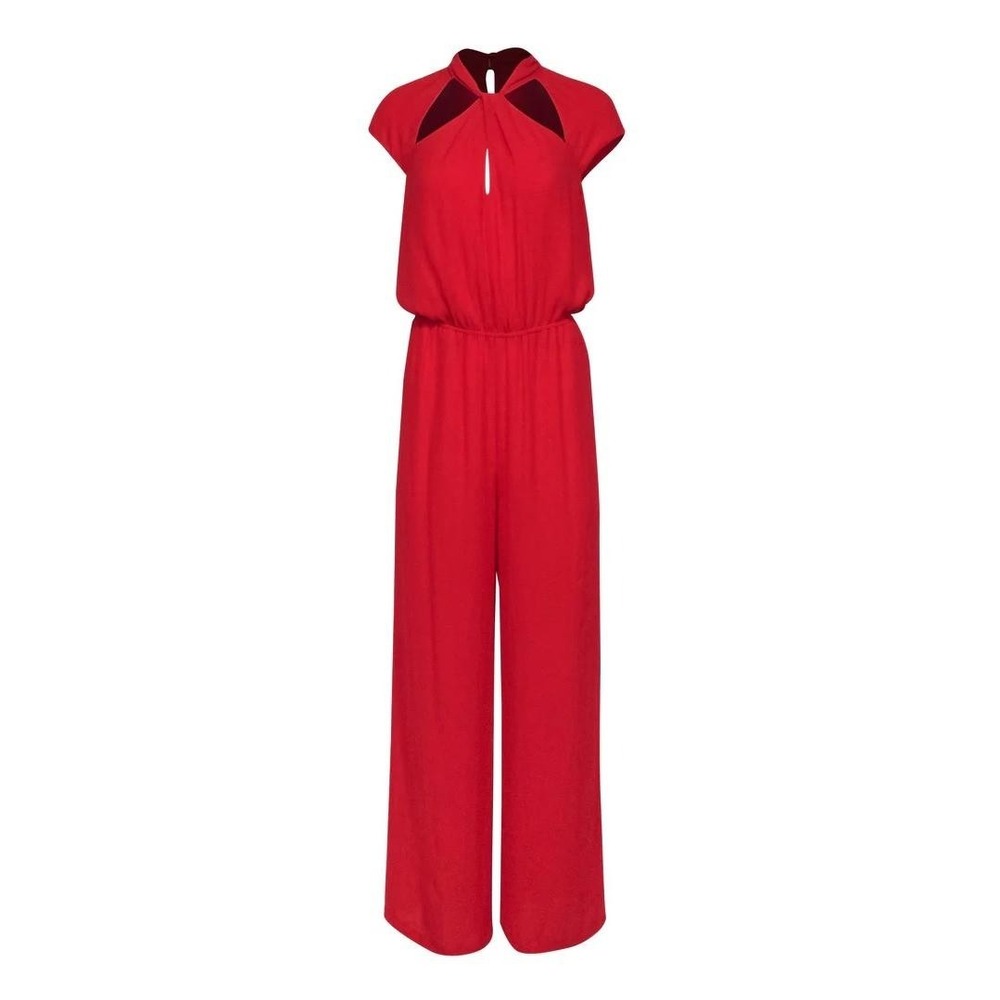 BCBGMAXAZRIA Red Statement Cutout Wide Leg Evening Gala Jumpsuit XS
